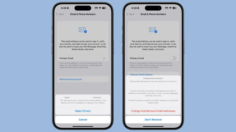 志仲镇苹果手机维修分享苹果 iOS 18.1 支持设置“主要”邮箱地址并更改 iCloud 邮箱 