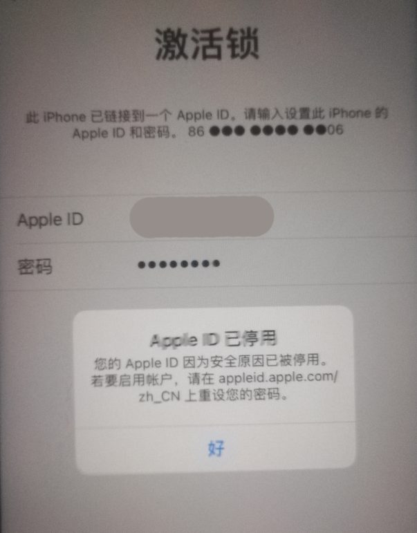 志仲镇苹果手机维修分享iPhone 12 出现提示“Apple ID 已停用”怎么办 